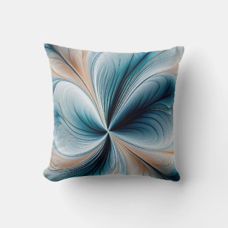Floral Cascade - Soft Teal and Gold Abstract Flow Kussen
