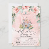 Floral Castle Roze Roses Baby shower Kaart (Voorkant)