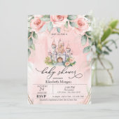 Floral Castle Roze Roses Baby shower Kaart (Staand voorkant)