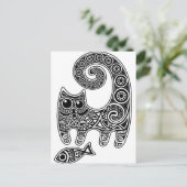 Floral Cat Briefkaart (Staand voorkant)