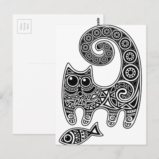 Floral Cat Briefkaart (Voorkant / Achterkant)