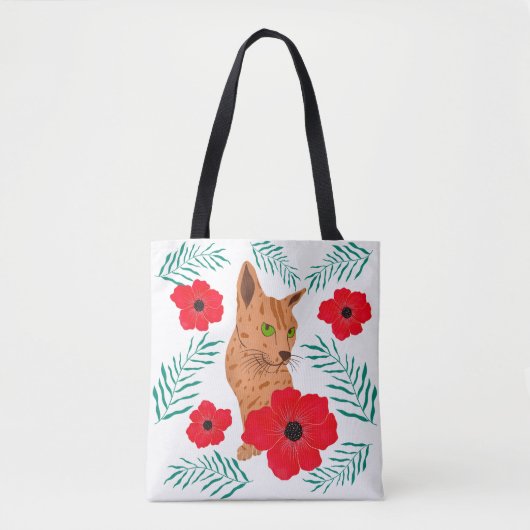 Floral Cat Canvas tas (Voorkant)