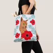 Floral Cat Canvas tas (Dichtbij)