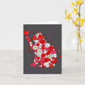 Floral Cat Heart Valentines Day Meow Kitty Kitten  Kaart (Gele Bloem)