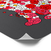 Floral Cat Heart Valentines Day Meow Kitty Kitten  Poster (Hoek)