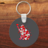 Floral Cat Heart Valentines Day Meow Kitty Kitten  Sleutelhanger (Voorkant)