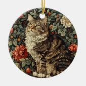 Floral Cat Keramisch Ornament (Voorkant)