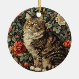 Floral Cat Keramisch Ornament