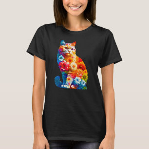 Floral Cat Lover Cat Mom Dierenvriend T-shirt