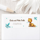 Floral Cat Lover geïllustreerd terugkeeradres Etiket (Insitu)