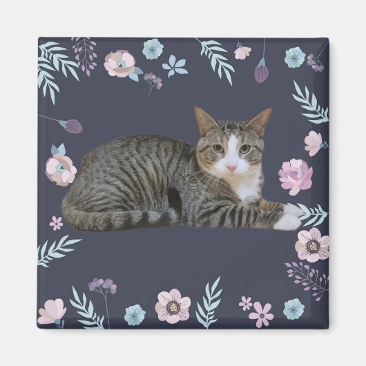 Floral Cat Magneet (Voorkant)