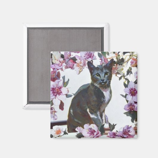 Floral Cat Magneet (Voorkant / Achterkant)