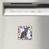 Floral Cat Magneet (Insitu (Vaatwasser))