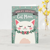 Floral Cat Mothers Day Card Kaart (Gele Bloem)
