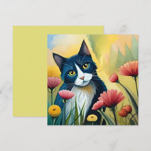 FLoral cat Platte Kaart (Voorkant / Achterkant)