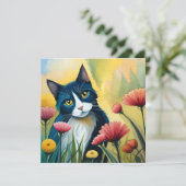 FLoral cat Platte Kaart (Staand voorkant)