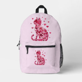 Floral Cat Silhouette Art Bedrukte Rugzak