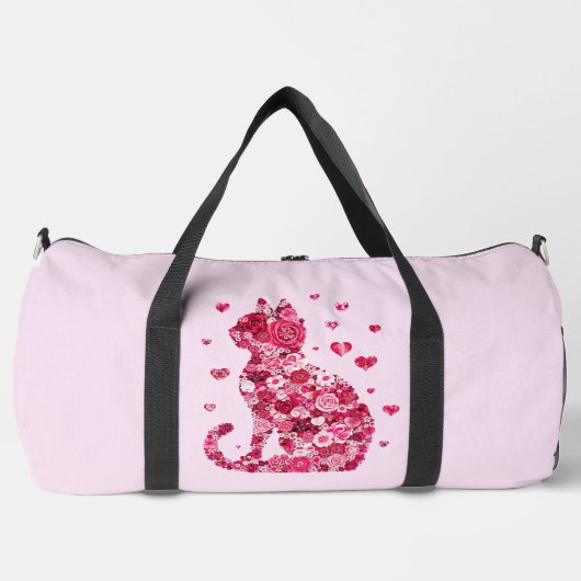 Floral Cat Silhouette Art Plunjezak (Voorkant)