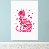 Floral Cat Silhouette ArtFaux Ingepakt Canvas Prin Afdruk (Insitu (Houten vloer))