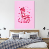 Floral Cat Silhouette ArtFaux Ingepakt Canvas Prin Afdruk (Insitu (Slaapkamer))