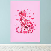 Floral Cat Silhouette ArtFaux Ingepakt Canvas Prin Afdruk (Insitu (Houten vloer))