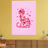 Floral Cat Silhouette ArtFaux Ingepakt Canvas Prin Afdruk (Insitu (Woonkamer))