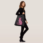 Floral Cat Silhouette ArtFaux Ingepakt Canvas Prin Crossbody Tas (Op model)