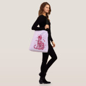 Floral Cat Silhouette ArtFaux Ingepakt Canvas Prin Crossbody Tas (Op model)