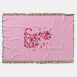 Floral Cat Silhouette ArtFaux Ingepakt Canvas Prin Deken