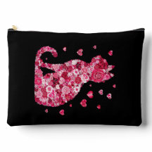 Floral Cat Silhouette ArtFaux Ingepakt Canvas Prin