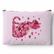 Floral Cat Silhouette ArtFaux Ingepakt Canvas Prin