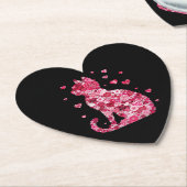 Floral Cat Silhouette ArtFaux Ingepakt Canvas Prin Kartonnen Onderzetters (Gekanteld)