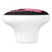 Floral Cat Silhouette ArtFaux Ingepakt Canvas Prin Keramische Knop (Zijkant)