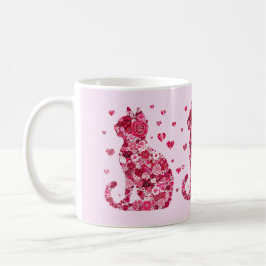 Floral Cat Silhouette ArtFaux Ingepakt Canvas Prin Koffiemok