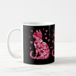 Floral Cat Silhouette ArtFaux Ingepakt Canvas Prin Koffiemok