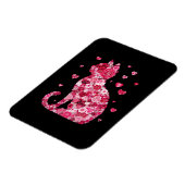 Floral Cat Silhouette ArtFaux Ingepakt Canvas Prin Magneet (Linkerzijde)