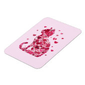 Floral Cat Silhouette ArtFaux Ingepakt Canvas Prin Magneet (Linkerzijde)