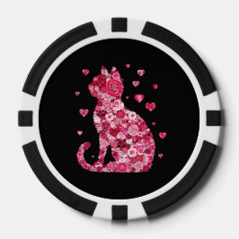 Floral Cat Silhouette ArtFaux Ingepakt Canvas Prin Poker Chips