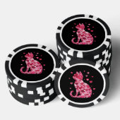 Floral Cat Silhouette ArtFaux Ingepakt Canvas Prin Poker Chips (Opstapeling)