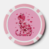 Floral Cat Silhouette ArtFaux Ingepakt Canvas Prin Poker Chips (Achterkant)