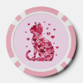 Floral Cat Silhouette ArtFaux Ingepakt Canvas Prin Poker Chips (Achterkant)