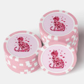 Floral Cat Silhouette ArtFaux Ingepakt Canvas Prin Poker Chips (Opstapeling)