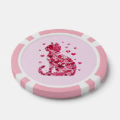 Floral Cat Silhouette ArtFaux Ingepakt Canvas Prin Poker Chips (Enkel)
