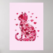 Floral Cat Silhouette ArtFaux Ingepakt Canvas Prin Poster (Voorkant)