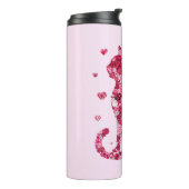 Floral Cat Silhouette ArtFaux Ingepakt Canvas Prin Thermosbeker (Gedraaid links)