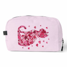 Floral Cat Silhouette ArtFaux Ingepakt Canvas Prin