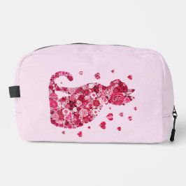 Floral Cat Silhouette ArtFaux Ingepakt Canvas Prin Toilettasje