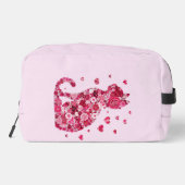 Floral Cat Silhouette ArtFaux Ingepakt Canvas Prin Toilettasje (Achterkant)