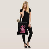 Floral Cat Silhouette ArtFaux Ingepakt Canvas Prin Tote Bag (Op model)