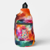 Floral Cat Silhouette Sling Bag (Voorkant)